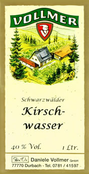 Etikett Schwarzwälder Kirschwasser 40 %